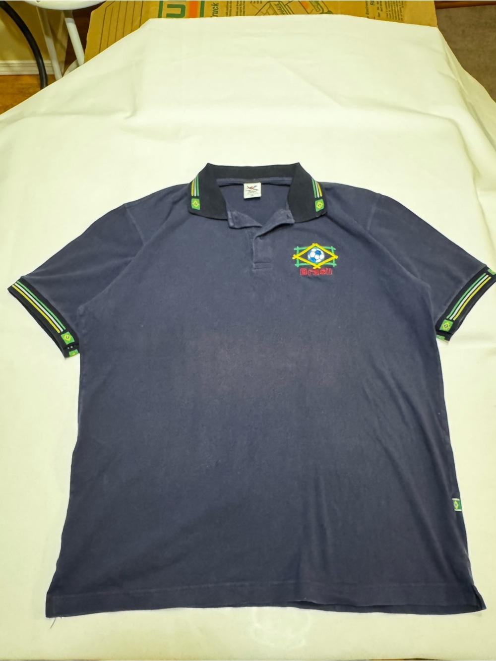 Men's Navy Polo Shirt with Brazil Crest